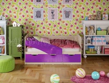 Детская кровать Бабочки 800*1600, Фиолетовый глянец в Симферополе