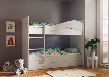 Детская двухъярусная кровать ТМК Мая с 2 ящиками на щитах, цвет Млечный дуб в Симферополе