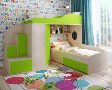 Детская кровать-шкаф Кадет-2, корпус Дуб, фасад Лайм в Симферополе