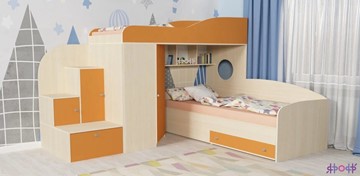 Детская кровать-шкаф Кадет-2, корпус Дуб, фасад Оранжевый в Симферополе