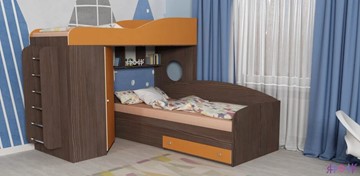 Детская кровать-шкаф Кадет-2 с металлической лестницей, корпус Бодего, фасад Оранжевый в Симферополе