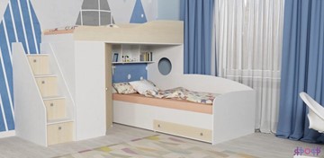 Детская кровать-шкаф Кадет-2 с универсальной лестницей, корпус Белое дерево, фасад Дуб в Симферополе