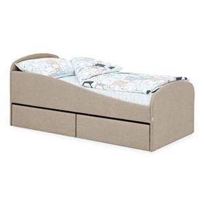 Мягкая кровать с ящиками Letmo 190х80 песочный (рогожка) в Симферополе