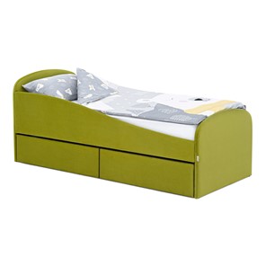 Кровать в детскую с ящиками Letmo 190х80 оливковый (велюр) в Симферополе