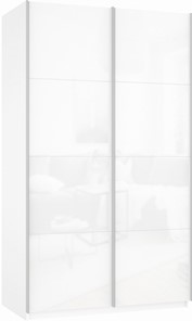 Шкаф Прайм (Белое стекло/Белое стекло) 1200x570x2300, белый снег в Симферополе