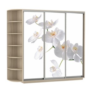 Шкаф 3-х створчатый Экспресс со стеллажом, 2100х600х2200, Орхидея белая/шимо светлый в Симферополе