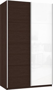 Шкаф 2-дверный Прайм (ДСП/Белое стекло) 1600x570x2300, венге в Симферополе