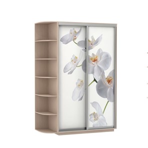 Шкаф 2-х створчатый Экспресс 1700x600x2200, со стеллажом, Орхидея белая/дуб молочный в Симферополе