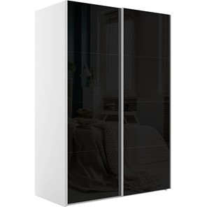 Шкаф 2-х дверный Эста (Стекло черное/Стекло черное) 1600x660x2200, белый снег в Симферополе