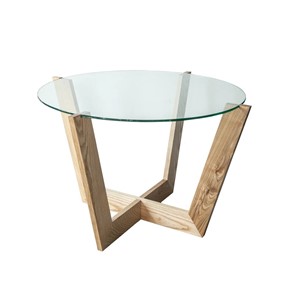 Круглый столик КРОНИД Оникс-10, Натуральный массив/Прозрачное стекло в Симферополе
