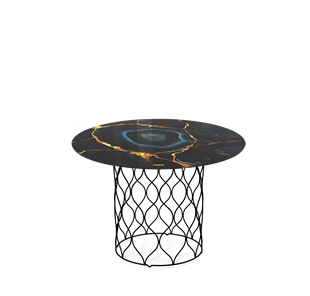 Круглый столик SHT-TU49 / SHT-TT32 60 стекло/МДФ (титановый кварц/черный муар) в Симферополе