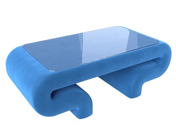 Стеклянный журнальный столик Волна, голубой (велюр) в Симферополе
