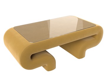 Стеклянный столик в зал Волна, желтый (микровельвет) в Симферополе