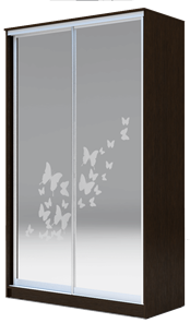 Шкаф 2-х створчатый 2400х1200х620 два зеркала, "Бабочки" ХИТ 24-12-66-05 Венге Аруба в Симферополе