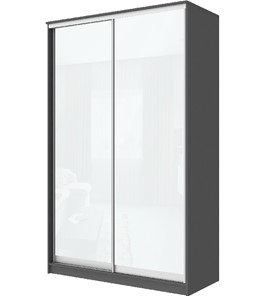 Шкаф 2-х дверный Хит-22-12-22 с цветным стеклом, белое №10, Графит в Симферополе
