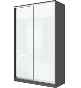 Шкаф 2-х дверный Хит-22-4-14-22 с цветным стеклом, белое №10, Графит в Симферополе