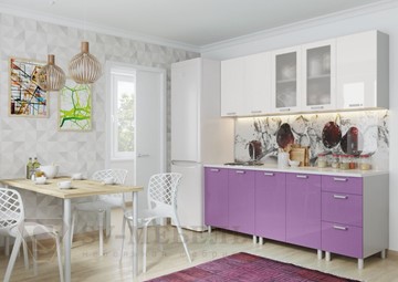 Кухонный гарнитур угловой Модерн, белый глянец/фиолетовый металлик в Симферополе