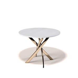 Обеденный круглый стол Kenner R1000 (Золото/Стекло белое глянец) в Симферополе