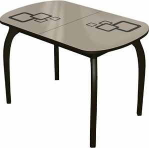 Раздвижной стол Ривьера мини дерево №1, Рисунок квадро (стекло молочное/коричневый/венге) в Симферополе