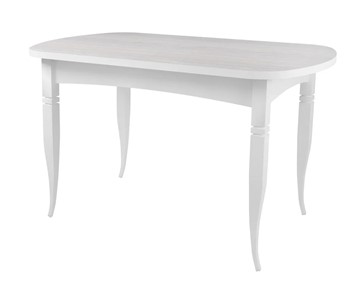 Овальный стол на кухню Ялта с резными опорами Белый/Ясень Анкор светлый в Симферополе