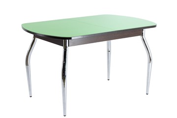 Кухонный обеденный стол ПГ-05 СТ2, венге ЛДСП/фисташка стекло/35 хром гнутые металл в Симферополе
