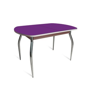 Обеденный стол ПГ-08 СТ2, дуб молочный/фиолетовое стекло/35 хром гнутые металл в Симферополе