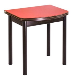 Кухонный раздвижной стол СПГ-01 СТ1, венге ЛДСП/стекло оранжевое/38 прямые трубки крашеные коричневый в Симферополе