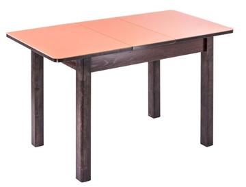 Кухонный стол раздвижной Айсберг-07 СТ1, венге ЛДСП/стекло оранжевое/42 прямые массив венге в Симферополе