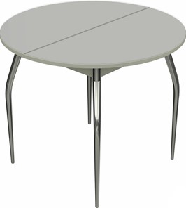 Кухонный круглый стол Ривьера исп. круг хром №5 (стекло белое/белый) в Симферополе