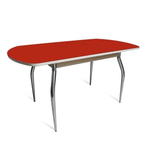Кухонный раздвижной стол ПГ мини СТ2 белое/алое стекло/35 хром гнутые металл в Симферополе