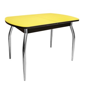 Кухонный стол раскладной ПГ-01 СТ2, венге/желтое стекло/35 хром гнутые металл в Симферополе