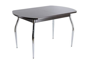 Кухонный стол раскладной ПГ-07 СТ1 венге/черное стекло/хром фигурные в Симферополе