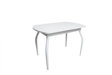 Кухонный раздвижной стол ПГ-02СТ белое/белое/крашенные фигурные в Симферополе