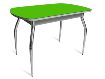 Кухонный обеденный стол ПГ-04 СТ белое/зеленое стекло/хром фигурные в Симферополе