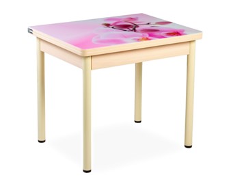 Кухонный пристенный стол СПА-02 СТФ, молочный дуб/фотопечать орхидея/опоры бежевый в Симферополе