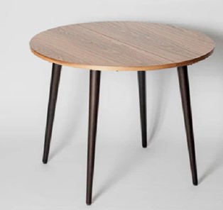Кухонный раздвижной круглый стол Creo-line Шпон Ореха д. 100 см МДФ ножки темный орех в Симферополе