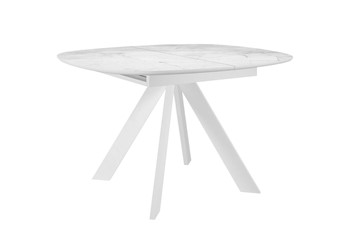 Стол обеденный раскладной DikLine BK100 Керамика Белый мрамор/подстолье белое/опоры белые в Симферополе