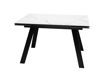 Стол обеденный раздвижной DikLine DKL140 Керамика Белый мрамор/опоры черные (2 уп.) в Симферополе