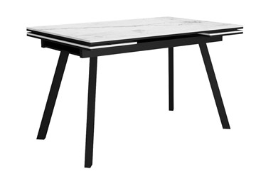 Стол обеденный раскладной DikLine SKA125 Керамика Белый мрамор/подстолье черное/опоры черные (2 уп.) в Симферополе