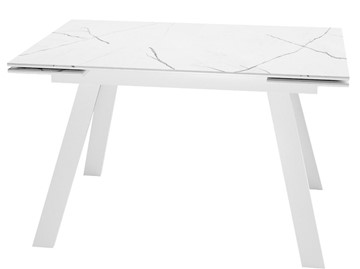 Раскладной стол DikLine SKM140 Керамика Белый мрамор/подстолье белое/опоры белые (2 уп.) в Симферополе