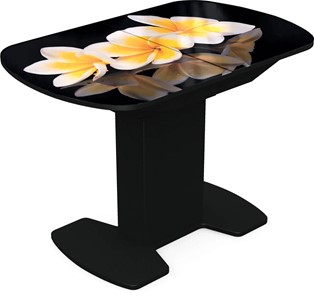 Кухонный стол раскладной Корсика исп. 1 Фотопечать (Цветы №11) 1100(1415)*700 в Симферополе