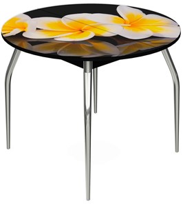 Кухонный стол раскладной Ривьера - Круг, ноги хром №5, ФП (Цветы №11) в Симферополе