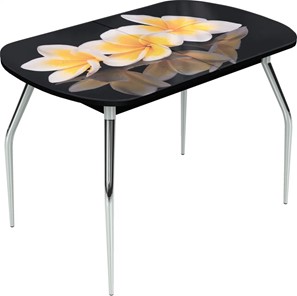 Раздвижной стол Ривьера исп.1 ноги метал. крашеные №24 Фотопечать (Цветы №11) в Симферополе