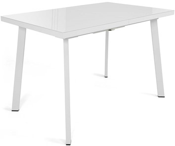 Маленький обеденный стол Сальвадор-1G (ноги белые, стекло cristal/белый цемент) в Симферополе
