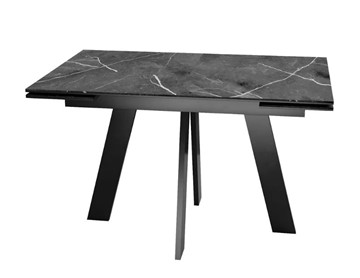 Кухонный раздвижной стол SKM 120, керамика черный мрамор/подстолье черное/ножки черные в Симферополе