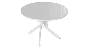 Круглый обеденный стол Diamond тип 2 (Белый муар/Белый глянец) в Симферополе