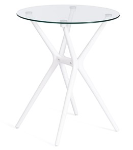 Обеденный стол PARNAVAZ (mod. 29) пластик/стекло, 60х60х70,5 прозрачный/белый арт.19697 в Симферополе