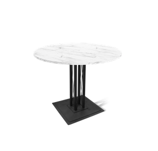 Круглый кухонный стол SHT-TU6-BS1 / SHT-TT 90 ЛДСП (мрамор кристалл/черный) в Симферополе