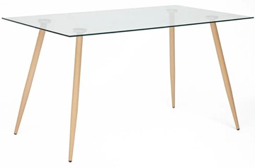 Стеклянный обеденный стол SOPHIA (mod. 5003) металл/стекло (8мм), 140x80x75, бук/прозрачный арт.12098 в Симферополе