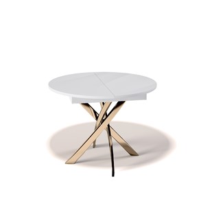 Обеденный круглый стол Kenner R1100 (Золото/Белое/Стекло белое глянец) в Симферополе
